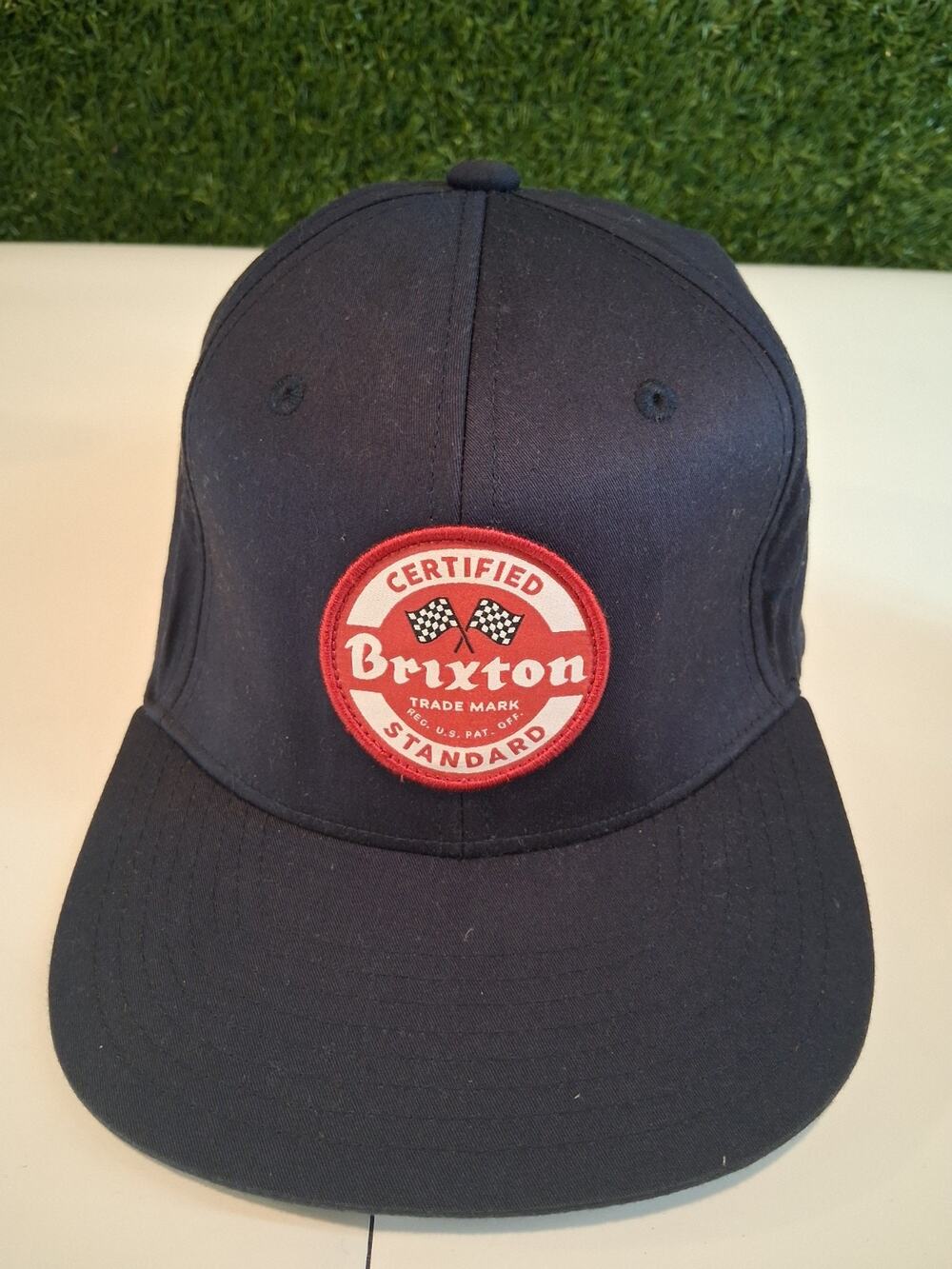 Brixton Oath III Snapback Hat Navy Blue Red Certified Standard Patch Skate Cap